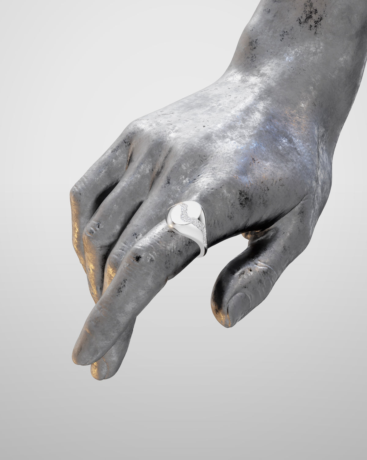 Mirage No. 2 Silver — worn on hand