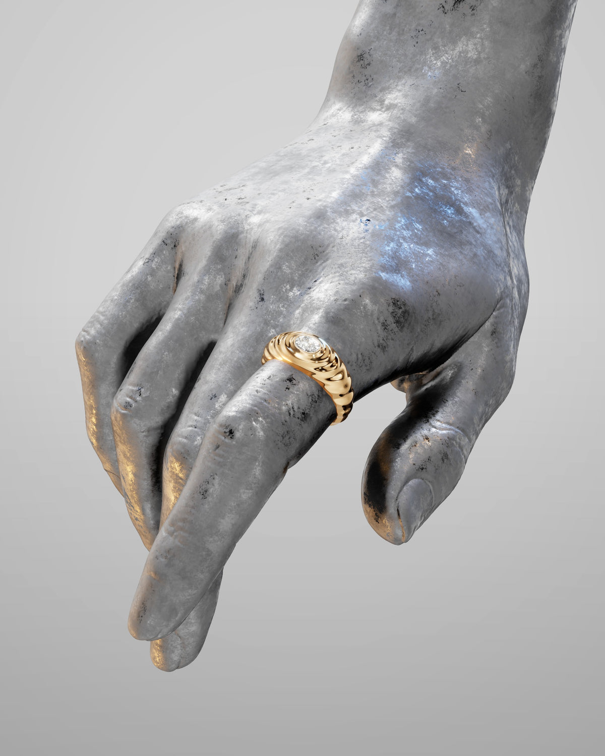Gina No. 1 Yellow Gold, White Lab Diamond — worn on hand