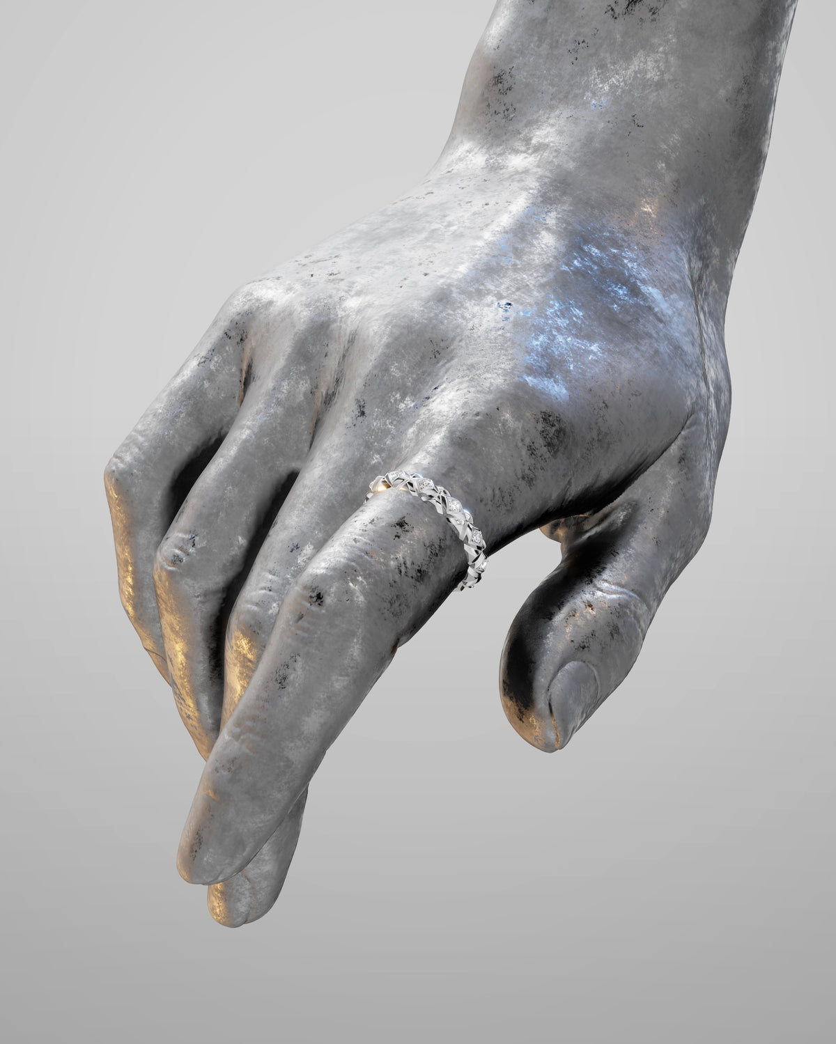 Scarlett No. 2 White Gold, White Lab Diamond — worn on hand